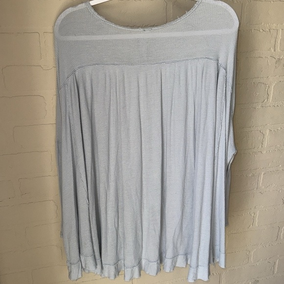 Free People shirt waffle weave knit small hi low‎ rayon linen blend grunge - Picture 5 of 5